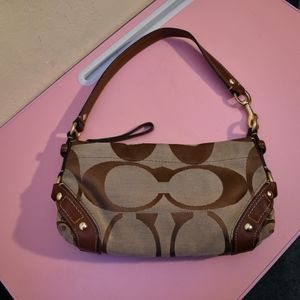 Authentic Coach Carly Signature Mini Purse |  Tan & Brown